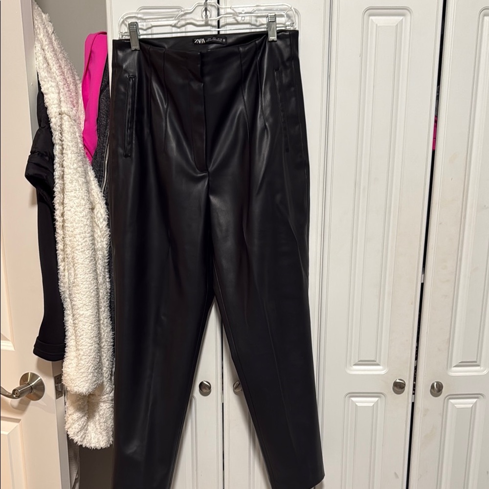 Zara Black Faux Leather Pants